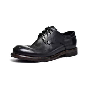 Chaussures habillées décontractées pour hommes en cuir véritable, style Oxford, à bout fermé, à lacets, nouvelle collection 2025, anti-odeur, antidérapantes, coupe large - Product Image 4