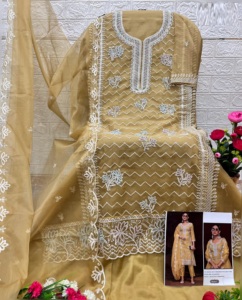 Organza Lourd Brodé Avec Zrakan Haut Et Bas Avec Organza Lourd Broderie Dupatta - Product Image 4