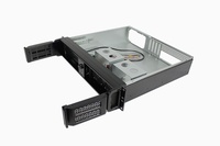 Casing Server Aluminium Alloy Kontrol Industri 2U Pintu Ganda 2 Drive Optik 4 Slot Hard Drive Bentuk ATX Mid Tower Kipas Stok