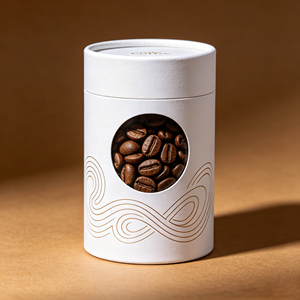 Boîte en papier cylindrique personnalisée avec fenêtre transparente en PET, tube recyclable pour l'emballage des grains de café, logo personnalisé - Product Image 4