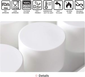 Moule de cuisson cylindrique haut en silicone écologique 1 pièce pour <span class=keywords><strong>mousse</strong></span>, gâteau, <span class=keywords><strong>brownie</strong></span>, dessert français, pâtisserie, crème glacée et décoration - Product Image 5