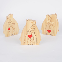 Gros câlin ours famille cinq ours décoration de bureau vacances ornements de table bricolage bois ours puzzle cadeaux