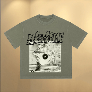 Hot Sale Designer Kleidung für Männer Godspeed Printed Overs ized Tee Baumwolle Gestrickt Casual Streetwear Wasser gewaschen Made - Product Image 3