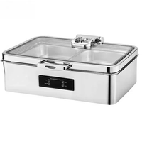 Plat de service électrique numérique 9L en acier inoxydable à température contrôlée pour buffet, traiteur et hôtellerie - Ensemble chauffe-plats