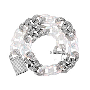 Collar de cadena cubana de hip-hop popular, con acrílico colorido y empalmes, para hombre, versátil y elegante, tipo cadena para suéter - Product Image 1