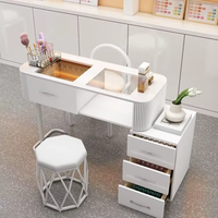 Table de manucure professionnelle portable et pliable en bois avec chaise et tiroirs multi-rangements pour salon de beauté - Écologique et commerciale