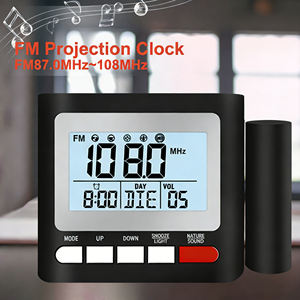 Nouvelle horloge de table de bureau numérique multifonctionnelle avec projection, radio FM électronique, touches tactiles, affichage de la température et de l'humidité, date, fonction snooze - Product Image 2