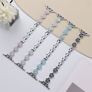 สายนาฬิกาสแตนเลสลายดอกกุหลาบสำหรับ Apple iWatch ultra 49 46 45 42 40มม. สายรัดข้อมือโลหะ S11สร้อยข้อมือหัวเข็มขัด - Product Image 1