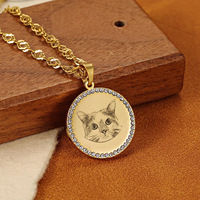 Collier en acier inoxydable gravé et incrusté, personnalisable avec motif animalier, pendentif rond, accessoire de mode tendance