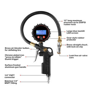 Üretici pirinç Chuck dijital lastik basınç şişirme ölçer lastik hava tabancası araba için - Product Image 5
