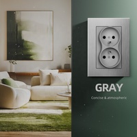 Prises et interrupteurs en Chine fabricant européen 220V 16A prise murale électrique française 2P + T à deux gangs avec aluminium de couleur grise