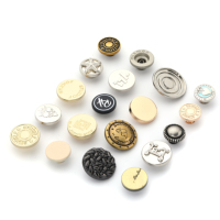 Bouton-pression en cuivre pour jeans, plaque ronde gravée avec logo personnalisé gratuit, en alliage de zinc, avec trous de couture et décoration en strass