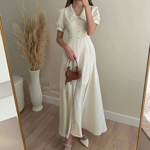 Vestido Largo de Verano 2025, Estilo Europeo Americano, Cuello en V, con Botones, Diseño de Ondas, <span class=keywords><strong>Moda</strong></span> Casual y Elegante para Exportación - Product Image 1