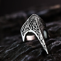 Bijoux en acier inoxydable vintage Viking Defence Corbeau Bague corbeau pour homme Vente en gros Bijoux tendance