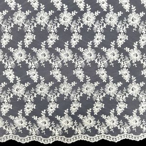 Tissu en dentelle <span class=keywords><strong>de</strong></span> <span class=keywords><strong>coton</strong></span> brodé <span class=keywords><strong>de</strong></span> fleurs marguerites style Cottagecore avec bord festonné pour robe d'été DIY, vêtements et robes <span class=keywords><strong>de</strong></span> poupée - Product Image 5