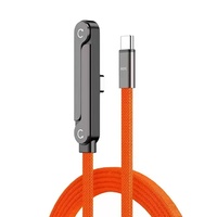 Câble de charge invisible 2-en-1 avec support multi-angles réglable Type C, câble de charge rapide 240W 5 pieds
