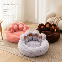 Coussin rond pour animaux de compagnie en peluche longue, tapis de couchage pour chien et chat, doux et chaud, pour intérieur, toutes saisons