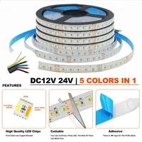 Bande LED RGB CCT DC 12V 5 Couleurs 1 Puce SMD 5050 60 96 LED/M Matériau ABS Décoration Intérieure Flexible IP Autre Sans Contrôle