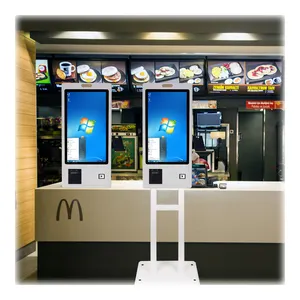 32 inch tự động màn hình cảm ứng thanh toán tự dịch vụ đặt hàng kiosk trong nhà hàng với máy quét mã qr máy in