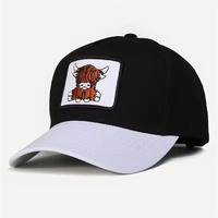 Gorra de béisbol coreana de 5 paneles lavada, de moda popular, con parche tejido, bordado de alta calidad, ajustable, con diseño de animales, común