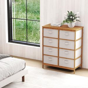 Tour de rangement en tissu de bambou à <span class=keywords><strong>8</strong></span> <span class=keywords><strong>tiroirs</strong></span> pour chambre à coucher avec bacs en tissu amovibles - Product Image 2