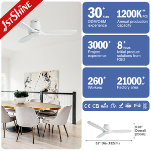 Ventilador de techo 1stshine, fabricante de aspas de madera, diseño moderno decorativo, ventilador de techo inteligente montado al ras - Product Image 3