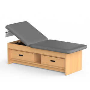 Clinic4-2010LH Lit d'<span class=keywords><strong>examen</strong></span> hospitalier pédiatrique moderne et confortable, mobilier en cuir et en bois, <span class=keywords><strong>table</strong></span> de traitement manuelle, deux tiroirs - Product Image 4