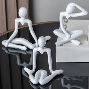 Piccole Statuette Astratte di Personaggi Pensatori in Plastica, Modelli Feng Shui, Decorazioni Carine per la Casa, Ornamenti Artistici - Product Image 1