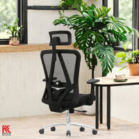 Chaise de bureau ergonomique à dossier haut en maille avec appui-tête réglable, soutien lombaire, accoudoirs, hauteur réglable, pivotante, repose-pieds pour bureau à domicile