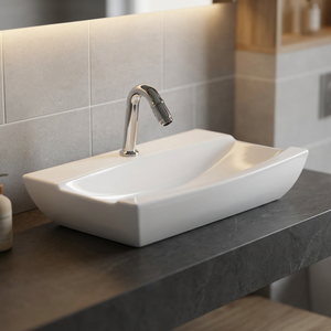Porcelain Ceramic Top Mount Countertop Wash Basin Easy Clean Water Resistant Asian Design Bathroom Sink - Product Image 5