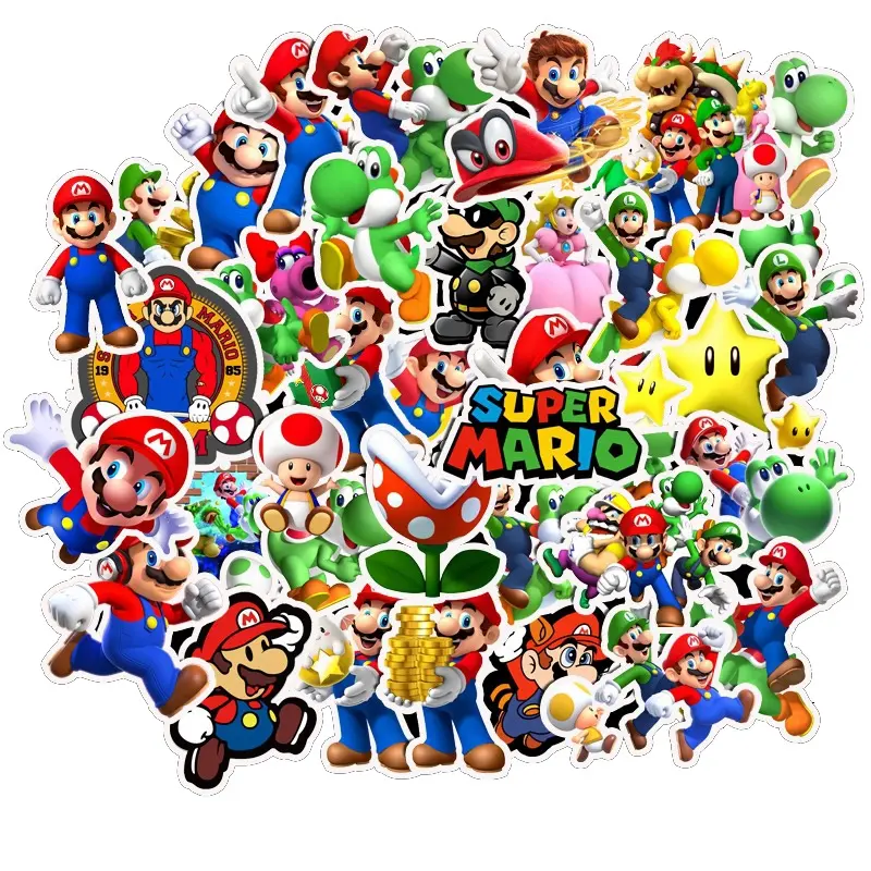 50 adet süper Mario oyunları Sticker çocuklar için kaykay bagaj dizüstü araç telefonu özel vinil çıkartmalar