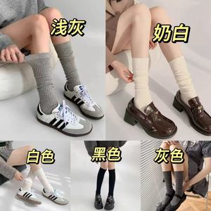 Calcetines holgados para mujer, hasta media pantorrilla, color gris liso, transpirables, que absorben el sudor, para primavera y verano, estilo japonés - Product Image 3