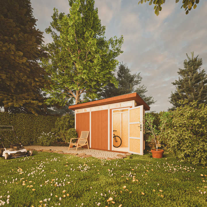 TIMBELA M902 Premium Quality 2-Floor Wooden Outdoor Storage Shed 4.34m² Bituminous Tiles Easy Assembly 239 H X 161 W X 412 D