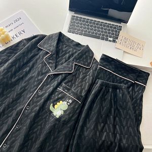 <span class=keywords><strong>Pigiama</strong></span> termico da <span class=keywords><strong>uomo</strong></span> grande taglia <span class=keywords><strong>3XL</strong></span> primavera autunno a maniche lunghe abito due pezzi allentato per il tempo libero per la casa con motivo a cartone animato - Product Image 4