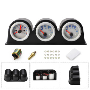 มาตรวัดความเร็วรอบเครื่องยนต์ วัดอุณหภูมิน้ำ วัดแรงดันน้ำมัน 12V สำหรับยานยนต์ทั่วไป ตัวเรือนโลหะ ABS แบบรวมสามช่อง - Product Image 5