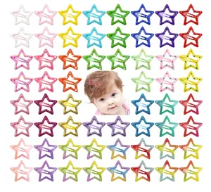 Kleine 1,3 "rutsch feste Glitter Sparkly Star Metall Snap Haars pangen Mini Haars pangen Winzige Sterne geformte Haars pangen Haarnadeln für Baby Gir