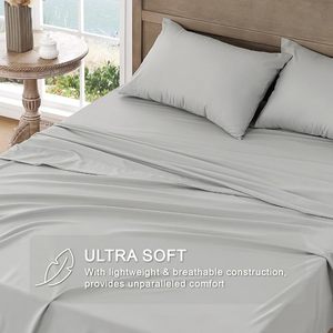 Buttery Soft 300 Thread Count Fabric 100% Viscose Derived From Bamboo Cooling Bed Sheets for Home - Product Image 2