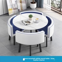 Mesa de Comedor Redonda de Pizarra de Lujo Ligero para 4 Personas con Juego de Sillas para el Hogar, Apartamentos Pequeños, Tiendas Comerciales y Recepción