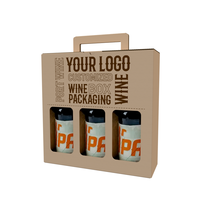Caja de Cartón Corrugado Kraft Impresa Personalizada para 6 Botellas de Vino, Portátil, para Venta al por Mayor