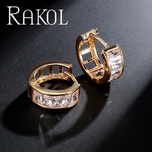 RAKOL EP504 silver Hollow Metal Cubic Zirconia Jewelry Crystal <b>Cartilage</b> Decorative Styling <b>Earrings</b> - Product Image 3
