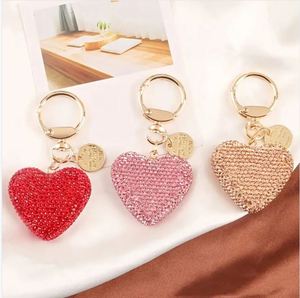 Accesorios para colgante de coche, llavero de corazón con diamantes brillantes, borla, llavero de corazón de cristal morado con diamantes de imitación - Product Image 1