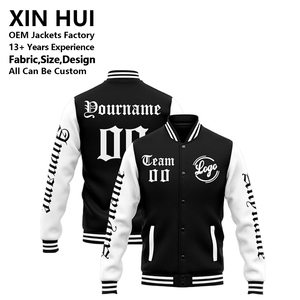 Custom Logo Embroidery Varsity <b>Jacket</b> Men Streetwear <b>Retro</b> Patchwork Bomber <b>Jackets</b> High School Letterman <b>Jacket</b> XINHUI - Product Image 1