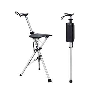 TA-da เก้าอี้ไม้ค้ำทำจากอลูมิเนียมรูปตัว L แบบพกพา Series1น้ำหนักเบาไม้เท้าสีดำ88ซม. พร้อมที่นั่ง - Product Image 1