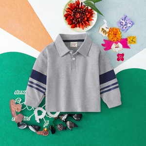 Vêtements de boutique pour enfants en gros : Chemises et hauts décontractés à manches longues pour garçons, en tricot respirant à séchage rapide, col en V - Product Image 1