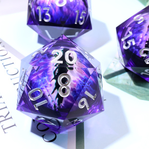 Dado D20 de Resina Poliédrico con Núcleo Líquido Flotante Ojo de Dragón Morado Grande para Dungeons & Dragons TTRPG -L7 D20 50mm - Product Image 6