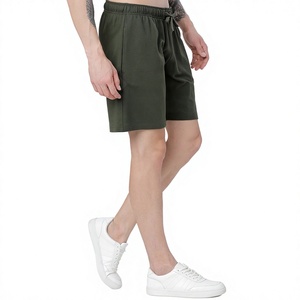 Pantalones Cortos Bermuda de Algodón de Color Sólido para Hombre, Cintura con Cordón, Estilo Casual con Bolsillos, Diseño Transpirable de Tiro Medio - Product Image 2
