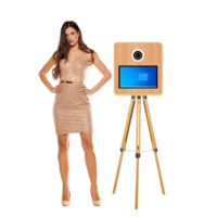15.6 pouces trépied Vintage Photo Booth Portable 2024 Selfie Photo Booth Station Borne Portable Photo Booth avec impression