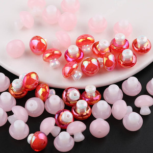 ลูกปัดอะคริลิกรูปเห็ด สีชมพูและสีแดง รูปทรงผสม สำหรับทำเครื่องประดับ DIY อุปกรณ์เสริม การ์ตูน 3 มิติ เคลือบ UV - Product Image 1
