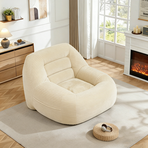 Evacuated Air Pack Single User Roomy Corduroy Plush Cloth Relax Settee Reclining Chaise Cost‑Saving Compressible <b>Foam</b> - Product Image 1