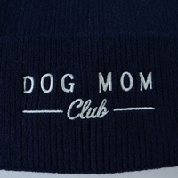 Bonnet marine 2026 personnalisé avec logo brodé « DOG MOM CLUB », bonnet tricoté chaud d'hiver pour amoureux des animaux, bonnet côtelé, vente en gros